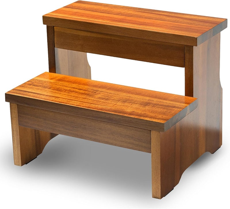 Carpentray Wooden Two Step Stool - Heavy Duty 2 Step Stool for Adult and Kids - Holds up to 450Lb for Kichen/Bathroom/Bedside Step Stool - Image 1
