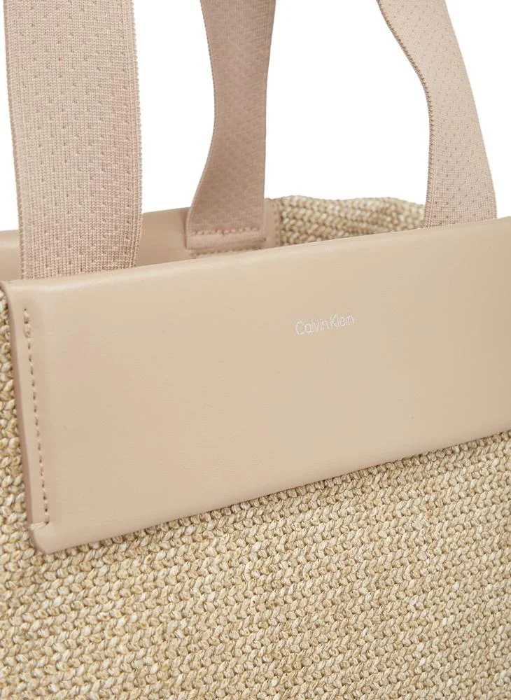 CALVIN KLEIN RAFFIA MEDIUM SHOPPER
