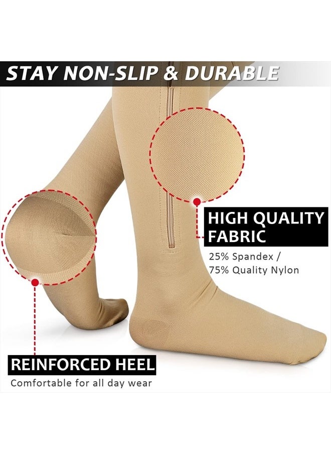 Ailaka Zipper Compression Socks for Men Women - 20-30 mmHg Close Toe Knee High Medical Compression Socks with Zipper, Zip Up Socks for Varicose Veins, Edema, Recovery, Pregnant, Nurse  - Image 4