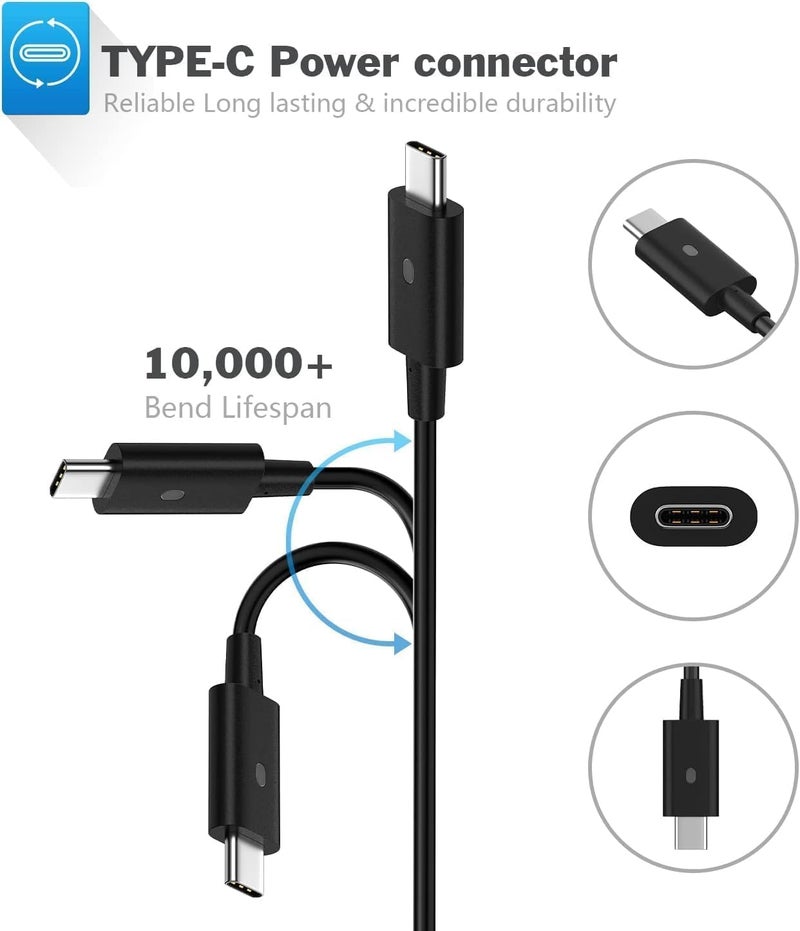 Wefly Laptop Adapter & Dell 65W USB Type-C Adapter for Laptop, Latitude 5289 5290 7389 7390 7400- Black (DE 65W Type-C) - Image 2