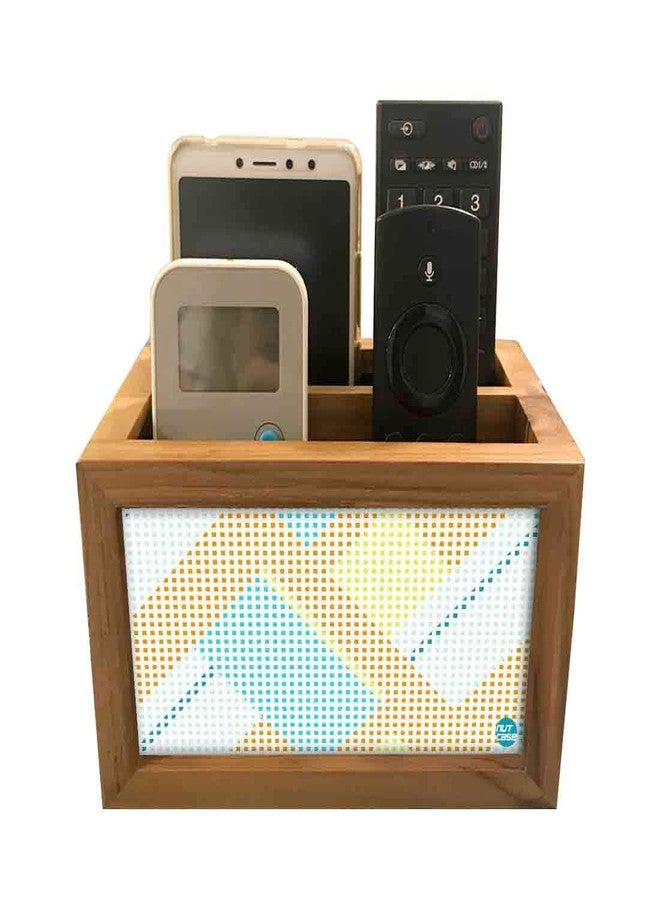 Nutcase Designer Teak Wood TV Remote Stand For Home Remote Holders Organizer Caddy for TV/AC Remotes Control -Multipurpose Desk Organiser-6�x4�x4� - Orange Yellow - Image 2