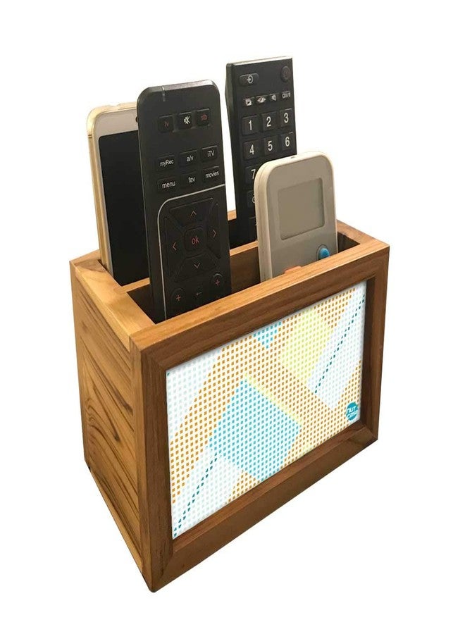 Nutcase Designer Teak Wood TV Remote Stand For Home Remote Holders Organizer Caddy for TV/AC Remotes Control -Multipurpose Desk Organiser-6�x4�x4� - Orange Yellow - Image 1