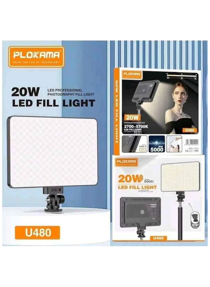 PLOKAMA U480 Photography BrightLED Video Light – Rechargeable 5000mAh LED Camera Lamp for Studio, Makeup & Product Shooting - Image 5