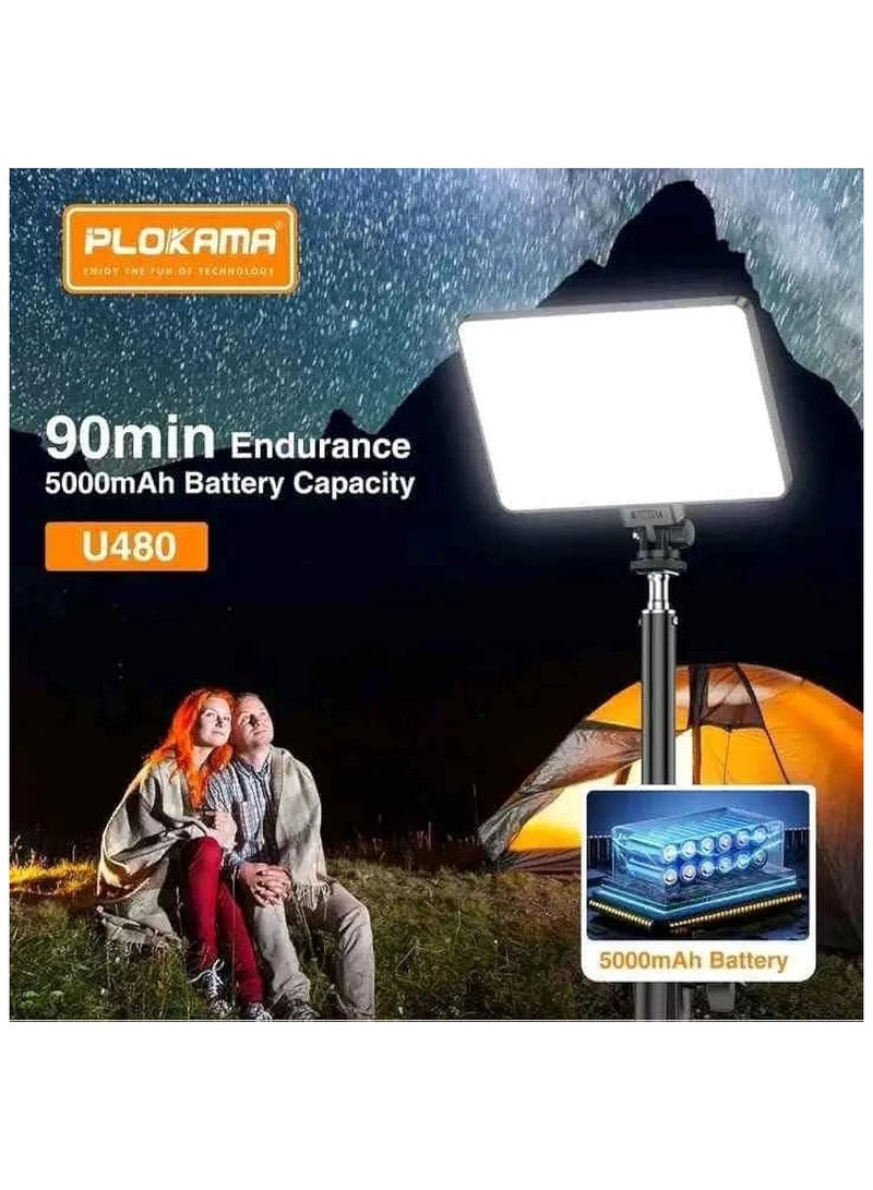PLOKAMA U480 Photography BrightLED Video Light – Rechargeable 5000mAh LED Camera Lamp for Studio, Makeup & Product Shooting - Image 2