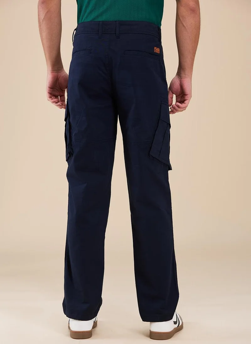 Being Human NAVY Men Mid-Rise Regular Fit Classic Cargos for Men | Best Price UAE
