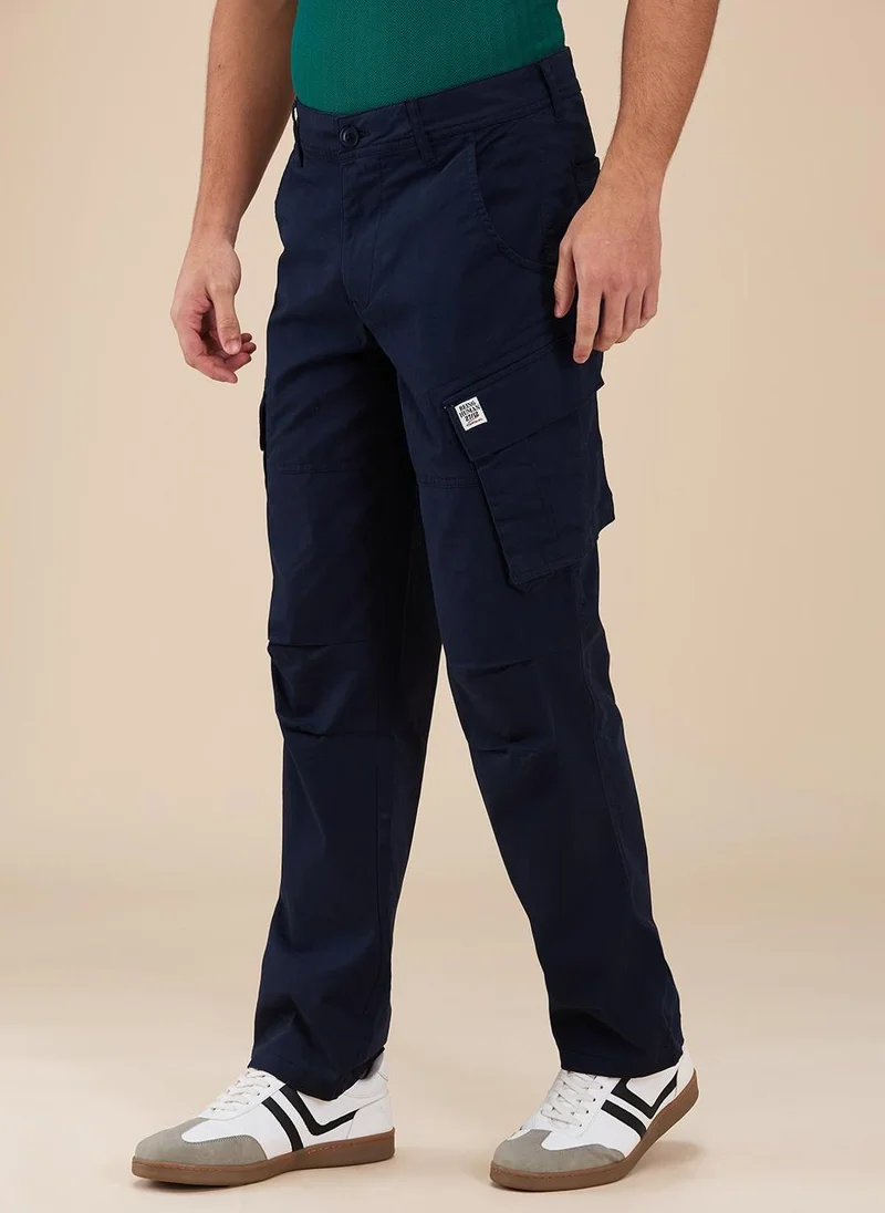 Being Human NAVY Men Mid-Rise Regular Fit Classic Cargos for Men | Best Price UAE
