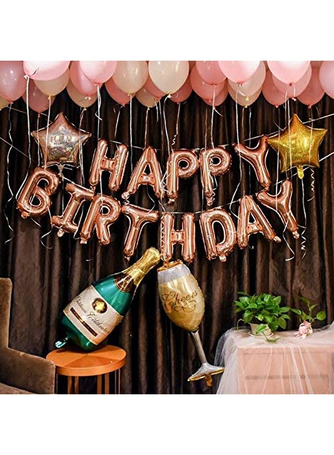 بالونيستيكس لافتة بالونات عيد ميلاد سعيد من Balloonistics، 13 قطعة من الحروف الأبجدية للزينة (ذهبي وردي) - Image 1