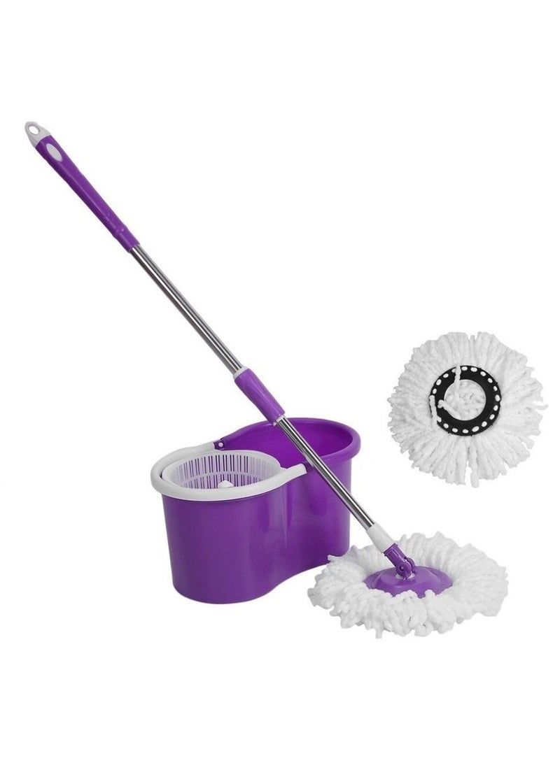 DubaiGallery 360°Rotating Head Easy Magic Floor Mop Bucket 2x Head Microfiber Spinning  Purple - Image 4