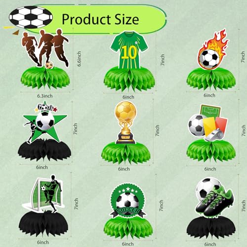 CANIPHA 9pcs Soccer Birthday Party Decorations Honeycomb Centerpieces with 3D Football Theme Party Supplies for Boys Kids Birthday Party - Image 5