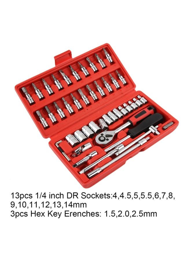 Loquat 46-Piece Wrench Repair Tools With Box Silver/Black - Image 3