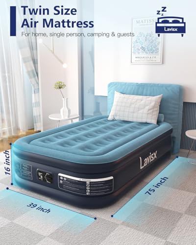 Lavisx Twin Air Mattress with Built in Pump 16" Blow Up Mattress Raised Air Bed, 3 Mins Quick Self Inflatable with Storage Bag for Guest and Home - Image 4