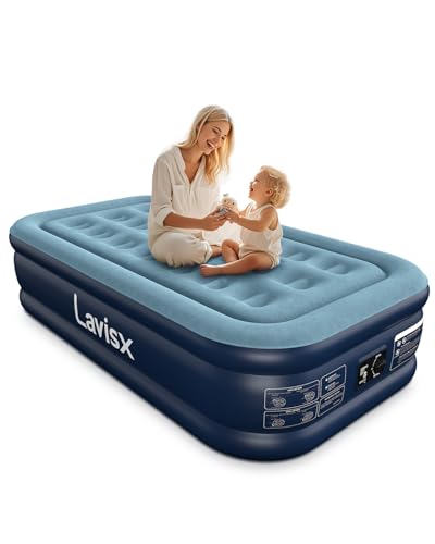 Lavisx Twin Air Mattress with Built in Pump 16" Blow Up Mattress Raised Air Bed, 3 Mins Quick Self Inflatable with Storage Bag for Guest and Home - Image 1