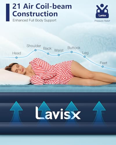 Lavisx Twin Air Mattress with Built in Pump 16" Blow Up Mattress Raised Air Bed, 3 Mins Quick Self Inflatable with Storage Bag for Guest and Home - Image 5