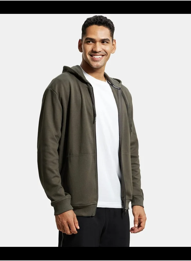 جوكي Jockey AM61 Men's Super Combed Cotton Rich Pique Fabric Ribbed Cuff Hoodie Jacket