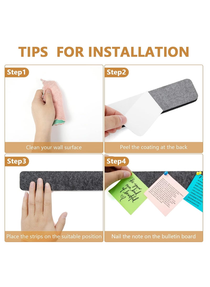 cyleto 5 Pack Bulletin Board Strips, COIDEA Felt Pin Board Bar with 35 Push Pins Self-Adhesive Felt Bulletin Board for Office School Home Wall Decoration, for Organize Memo, Photos, Display  - Image 5