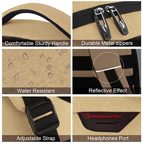 Volher Laptop Backpack,Business Travel Anti Theft Slim Durable Laptops Backpack with USB Charging Port,Water Resistant College Computer Bag for Women & Men Fits 15.6 Inch Laptop and Notebook-Khaki - Image 4