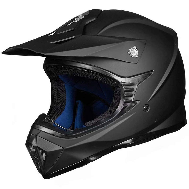 خوذات دراجة نارية للأطفال ILM للشباب - خوذات موتوكروس ATV دراجة ترابية BMX MX للدراجات النارية كاملة الوجه معتمدة من DOT نموذج 128YS أسود غير لامع كبير للشباب