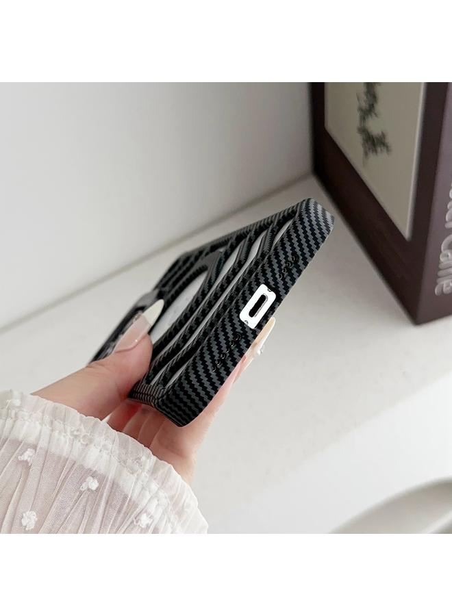 S-TOP Case For iPhone 15 Pro Borderless Carbon Fiber Lens Protection Bracket MagSafe Phone Case - Image 3