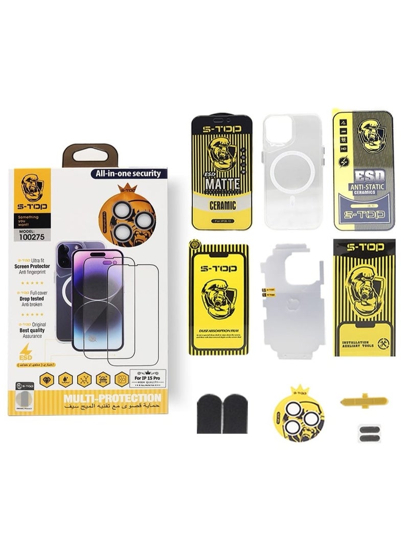 S-TOP Integrated protection package 8 in 1 for iPhone 15 Pro  - Image 1