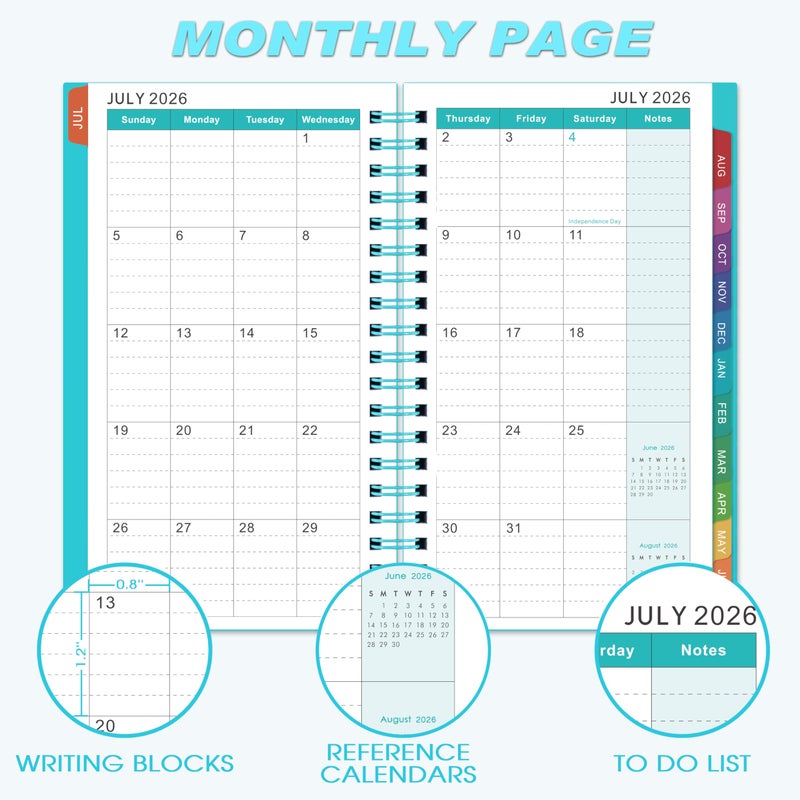 Lemome 2026-2027 Pocket Calendar/Planner - Weekly & Monthly Pocket Planner for Purse, Jul. 2026 - Jun. 2027, 6.8" x 4.1", Strong Twin - Wire Binding, Plastic Cover - Image 5