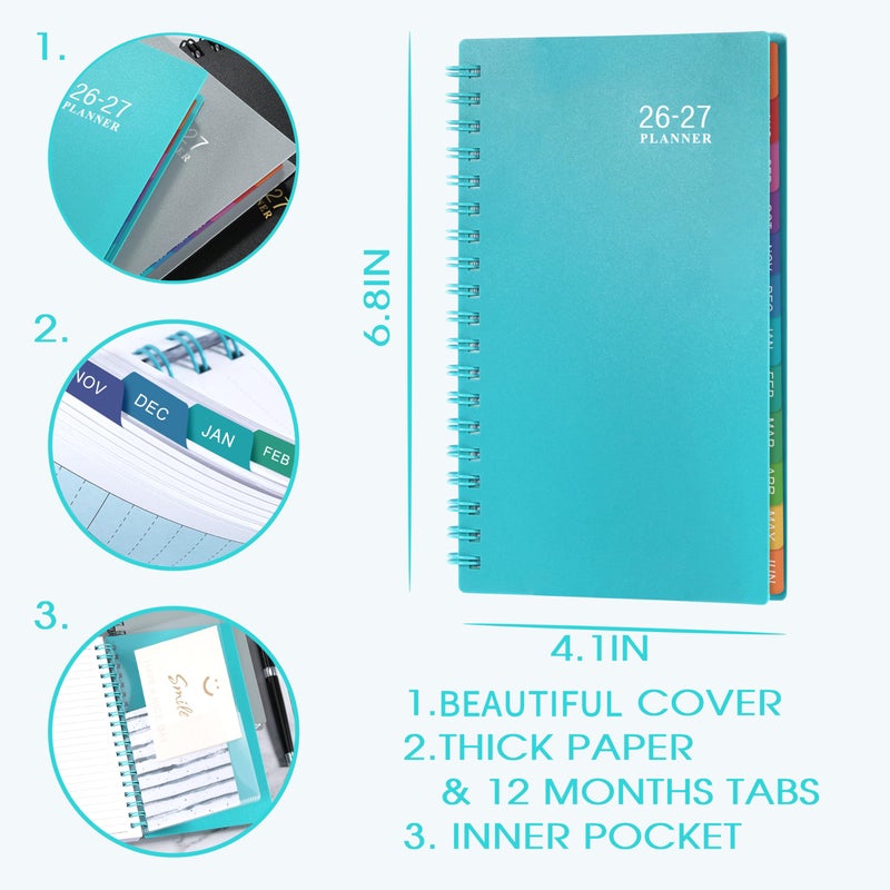 Lemome 2026-2027 Pocket Calendar/Planner - Weekly & Monthly Pocket Planner for Purse, Jul. 2026 - Jun. 2027, 6.8" x 4.1", Strong Twin - Wire Binding, Plastic Cover - Image 2