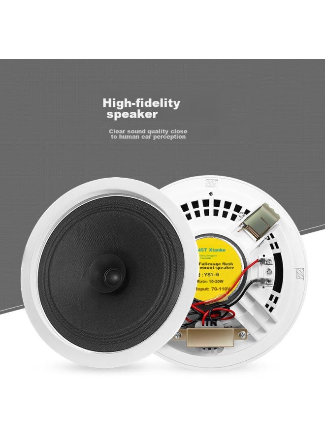 SAST S1-6 Constant Voltage Ceiling Speaker, Recessed Ceiling Audio System, Background Music For Suspended Ceilings, Embedded Public Address System For Shopping Malls And Stores, 6 Inches - Image 3