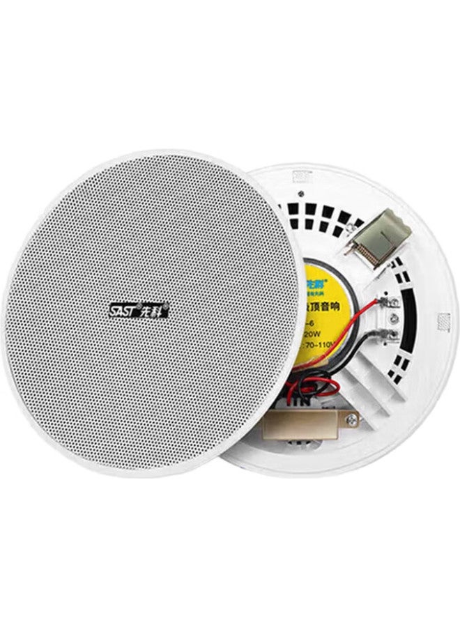 SAST S1-6 Constant Voltage Ceiling Speaker, Recessed Ceiling Audio System, Background Music For Suspended Ceilings, Embedded Public Address System For Shopping Malls And Stores, 6 Inches - Image 1