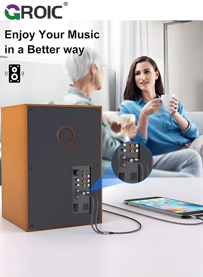 GROIC RCA to 3.5mm Cable 5ft/1.5m Aux to RCA Headphone Male to Male Jack Adapter Cotton Braided 1/8 to RCA Audio Y Cord Subwoofer Cable - Image 5