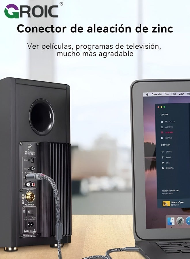 GROIC RCA to 3.5mm Cable 5ft/1.5m Aux to RCA Headphone Male to Male Jack Adapter Cotton Braided 1/8 to RCA Audio Y Cord Subwoofer Cable - Image 4