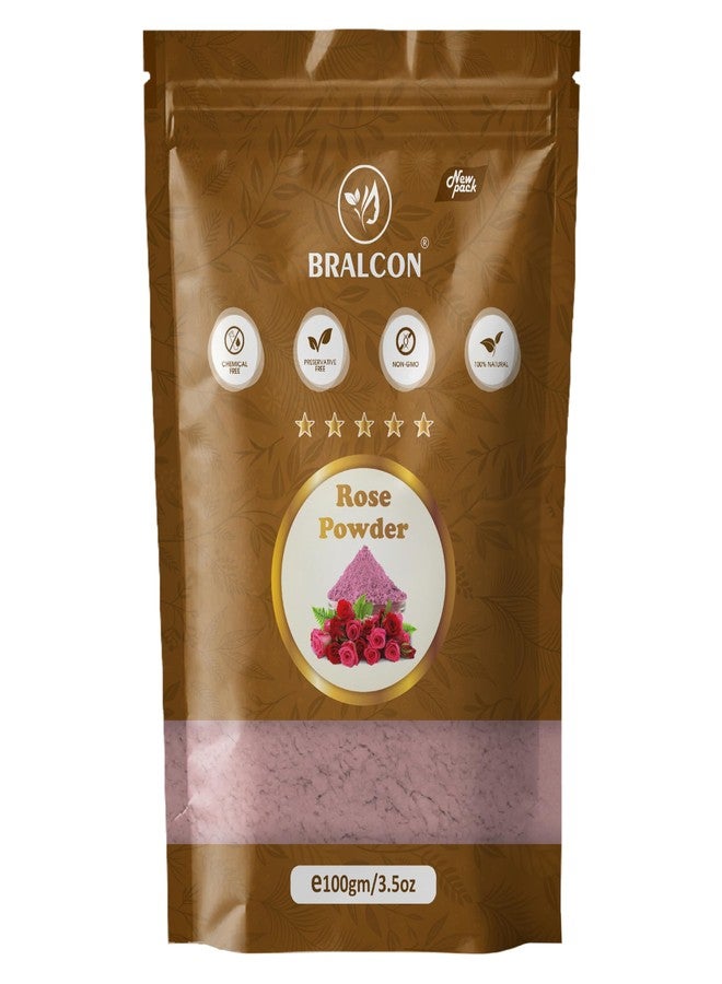 BRALCON Rose Powder, 100gm | Double Filtered Rose Petal Powder For Skin, Face Pack Mask | 100% Pure & Natural - Image 1