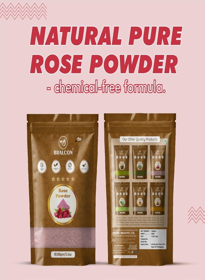 BRALCON Rose Powder, 100gm | Double Filtered Rose Petal Powder For Skin, Face Pack Mask | 100% Pure & Natural - Image 4