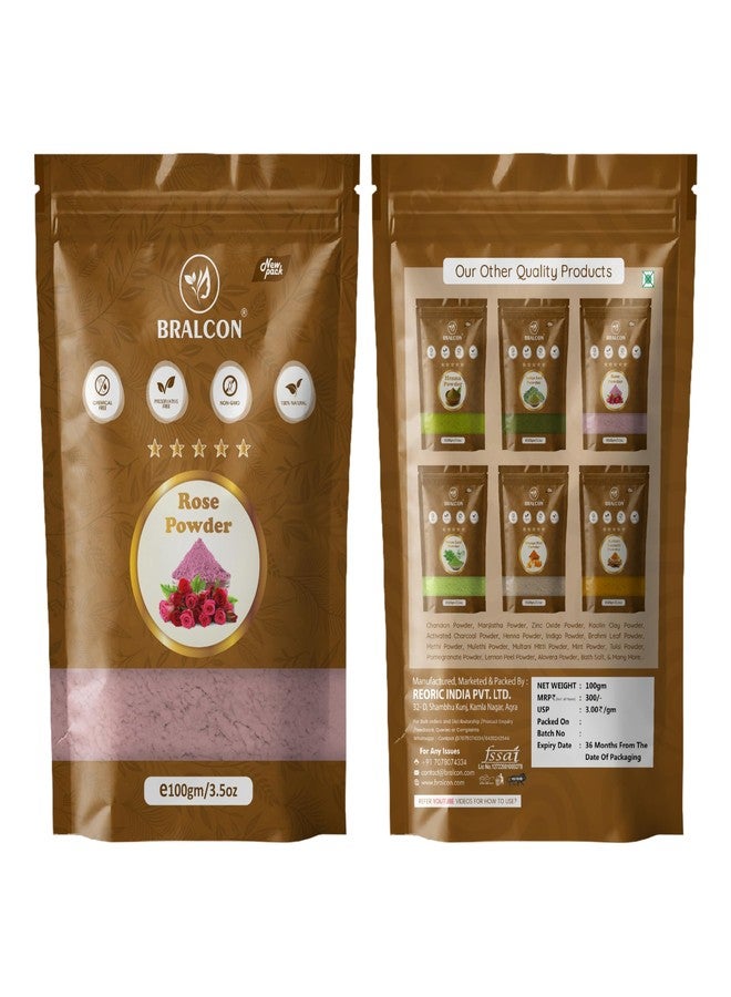 BRALCON Rose Powder, 100gm | Double Filtered Rose Petal Powder For Skin, Face Pack Mask | 100% Pure & Natural - Image 3