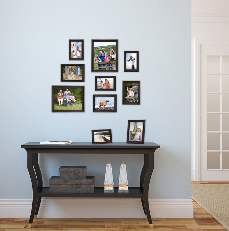 MCS 10pc Multi Pack Picture Frame Value Set - Two 8x10 Inch  Four 5x7 Inch  Four 4x6 In  Mahogany (65705) - Image 4