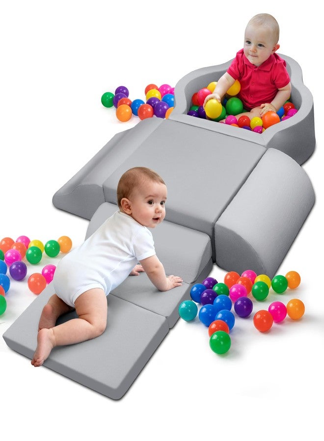 Markdang Soft Play Set, Baby Foam Climbing Blocks with Anti-Slip Particles Bottom & Velcro Connectors for Toddlers 6-12 Months, High-Density Foam & Washable Cover for Motor Skills Development (Grey) - Image 1
