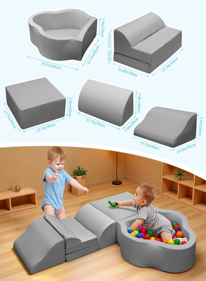 Markdang Soft Play Set, Baby Foam Climbing Blocks with Anti-Slip Particles Bottom & Velcro Connectors for Toddlers 6-12 Months, High-Density Foam & Washable Cover for Motor Skills Development (Grey) - Image 4