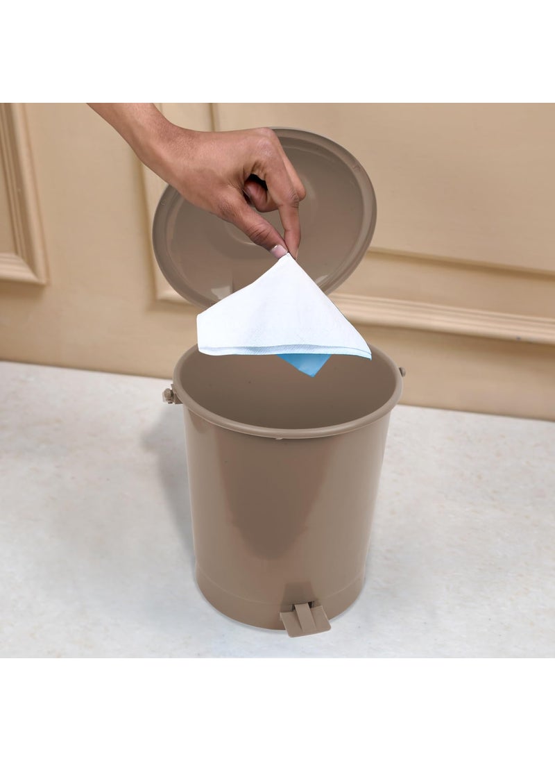 Urbane Home Urbane Home Dustbin Plastic Swinging Lid Dustbin Pedal Dustbin with Lid Dustbin for Kitchen Wet Dry Waste Pedal Dustbins Trash Can 10 LTR Pack of 3 Brown  - Image 2