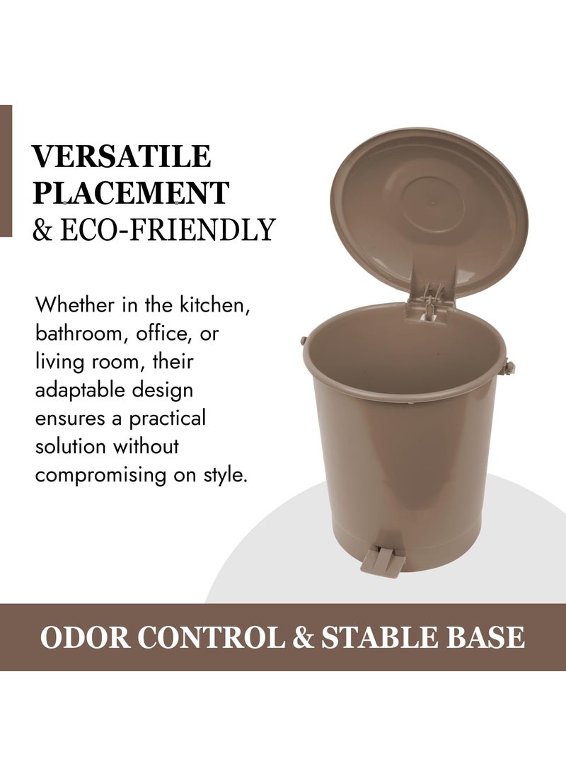 Urbane Home Urbane Home Dustbin Plastic Swinging Lid Dustbin Pedal Dustbin with Lid Dustbin for Kitchen Wet Dry Waste Pedal Dustbins Trash Can 10 LTR Pack of 3 Brown  - Image 5