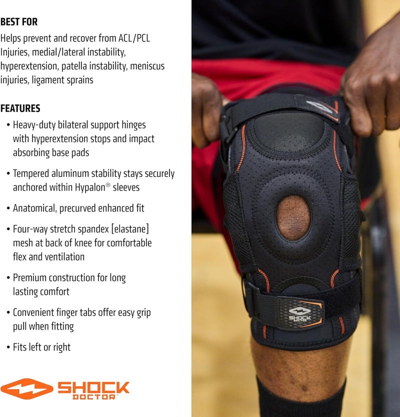 Shock Doctor Compression Knee Brace for Maximum Support with Adjustable Dual Hinges - Image 4
