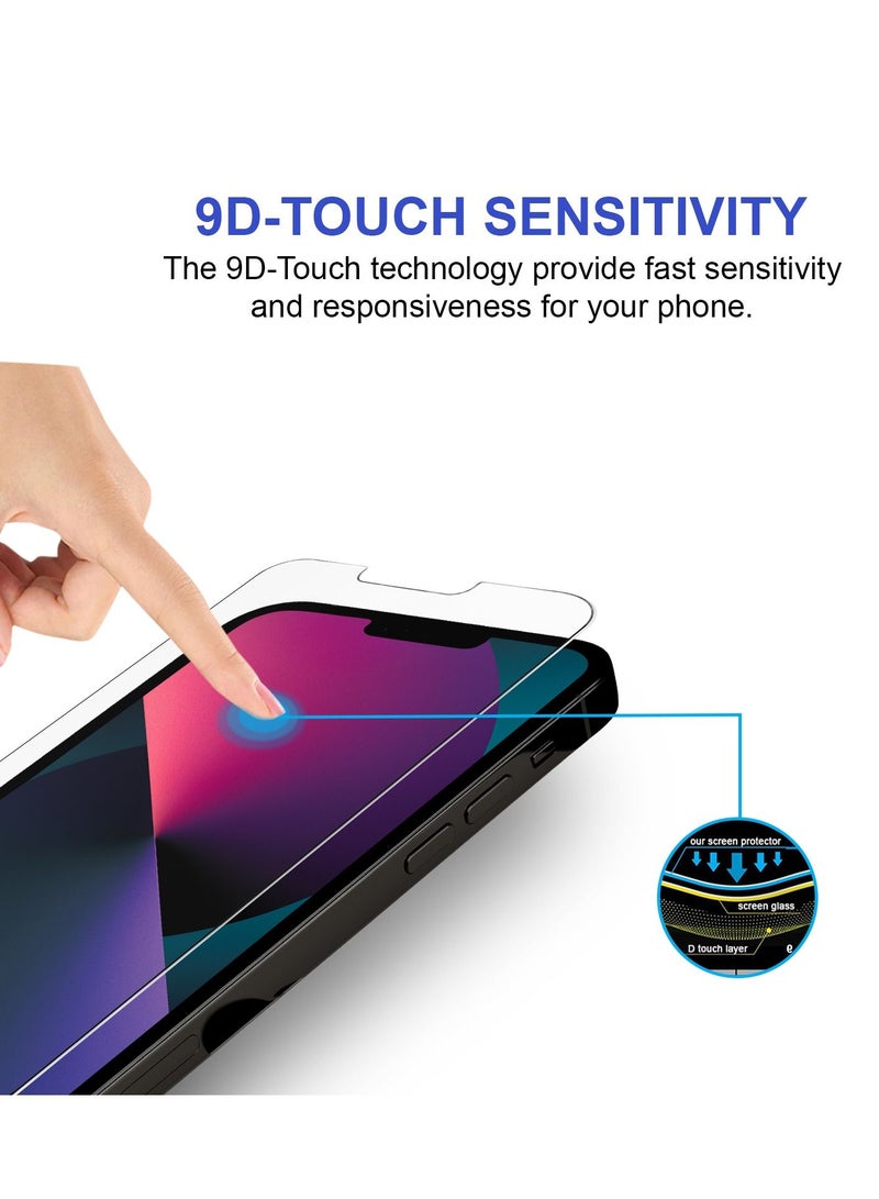 PRIMEEIGHT واقي شاشة PRIMEEIGHT iPhone 14 و13/13 Pro بشاشة 6.1 بوصة - زجاج مقسى رفيع للغاية بصلابة 9H iPhone 13/13 pro حزمة من 3 - واقي شاشة شفاف عالي الدقة سهل التركيب 14 و13 و13 Pro - Image 3