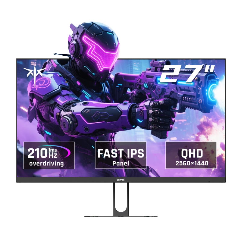 KTC 27 Inch QHD Gaming Monitor, 2K 200Hz Up to 210Hz 1ms Fast IPS Computer Monitor, HDR400, 1440P with Adaptive Sync, Built-in Speakers, HDMI Displayport, Tilt Adjustment, VESA Compatible, H27T22C-3 - Image 1
