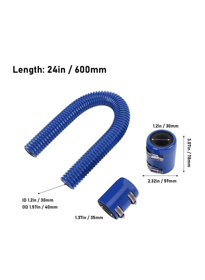 Srliya 24in Stainless Steel Coolant Radiator Hose Kit Flexible Efficient Cooling Coolant Hose Kit for 1 3/4in 1 1/2in 1 1/4in Hose (Blue) - Image 2