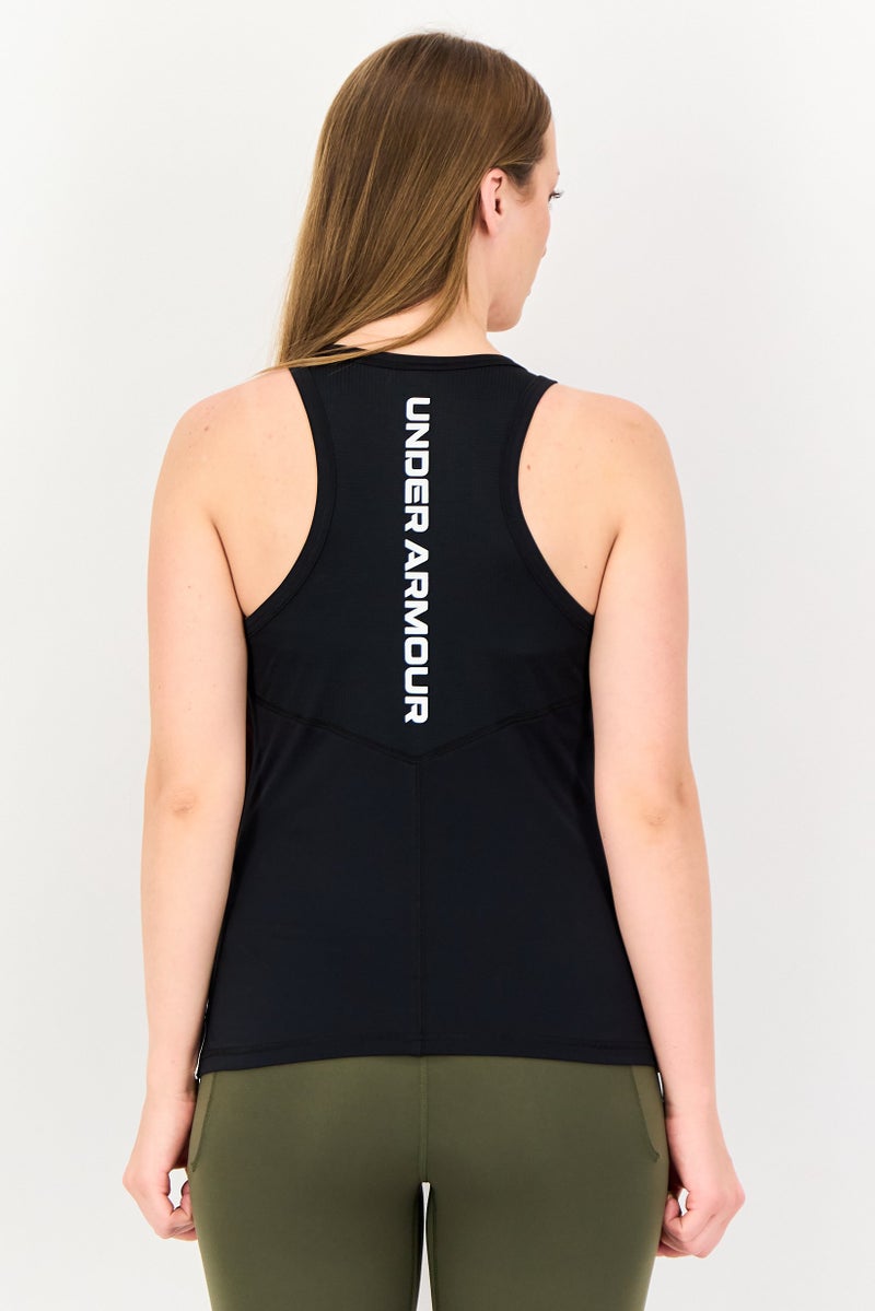 UNDER ARMOUR تي شيرت رياضي نسائي بلا أكمام، أسود - Image 3