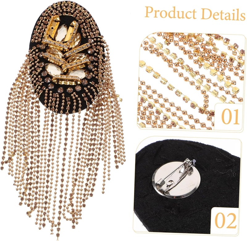 Rack friendly 1Pair Gold Fringe Epaulet Rhinestone Shoulder Boards Elegant Costume Decor for Suits Easy to Wear with Safety Pins for Uniforms and Special Occasions Versatile application In-house warehouse packing Tiered purchase options Space saving design picks Cross-location transit friendly build Strong durable raw material Dense area priority deliver Carefully selected material Low wear optimized build Intra-city fast distribution Safe material Trendy natural tone options User tested optimized build Classic practical design Repeated use friendly design Popular practical build Ergonomic build Heat insulation layer Surface safe Economical upgraded quality Space saving Cross-material combo compatible Global simple assemble options Transit & use compatible - Image 4