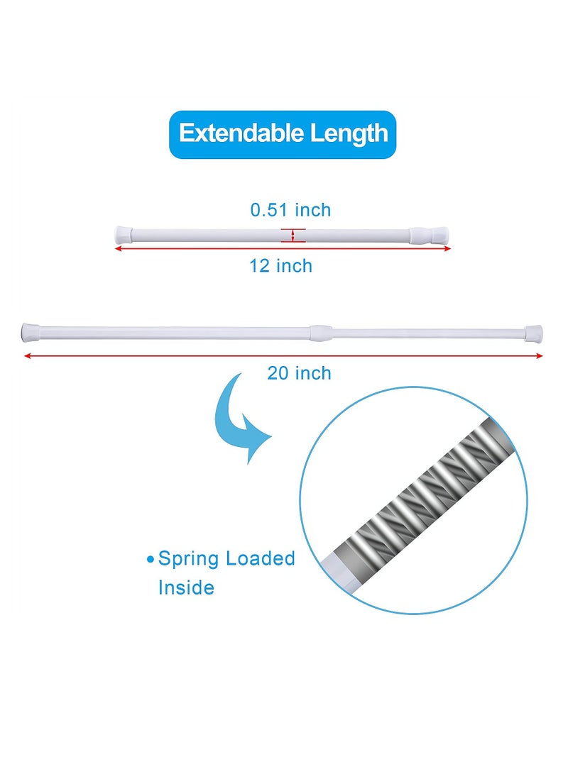 Extendable Rod, 6 Pack Cupboard Bars Adjustable Spring Tension Rods White Refrigerator Bar for DIY Projects, 12 to 20 Inches - Image 5