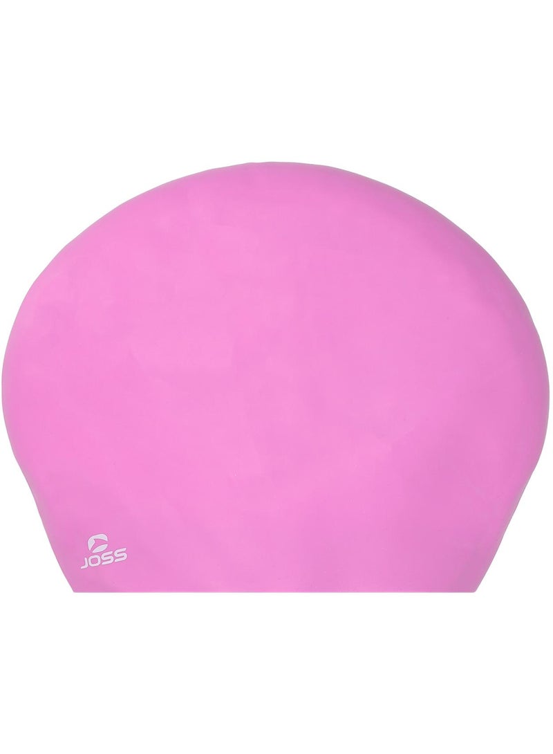 Pink Silicone Swimming Cap For Long Hair  One Size, Soft & Elastic, Snug Fit, Chlorine Protection, Ideal For Training & Comfort