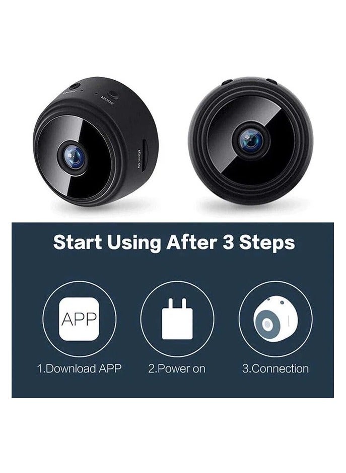 مجموعة من 3 كاميرات صغيرة عالية الدقة 1080 بكسل، كاميرا أمان لاسلكية مزودة بخاصية الرؤية الليلية والحركة وبطاقة TF، باللون الأسود - Image 2