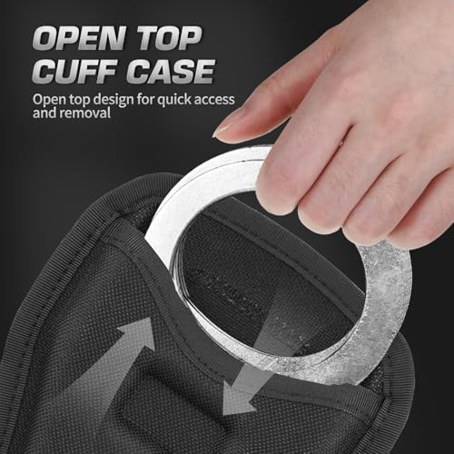 Ullnosoo Handcuff Case, 2 Pack Open Top Handcuff Holder Holster, Nylon Cuff Pouch for Duty Belt Accessories Fits Standard Chain or Hinge Handcuffs, Wear-Resistant - Image 3