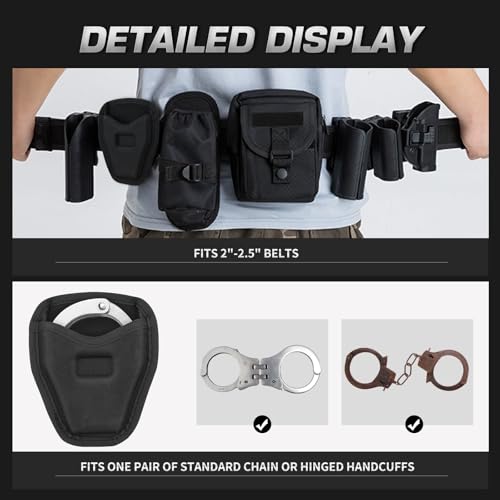 Ullnosoo Handcuff Case, 2 Pack Open Top Handcuff Holder Holster, Nylon Cuff Pouch for Duty Belt Accessories Fits Standard Chain or Hinge Handcuffs, Wear-Resistant - Image 4
