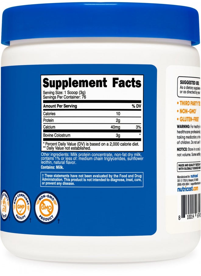 Nutricost - Nutricost Colostrum Powder 8 oz, Lactoferrin and Minimum 30% Immunoglobulins (IgG), from Bovine Colostrum, 3g Per Serving, 76 Servings - Image 1