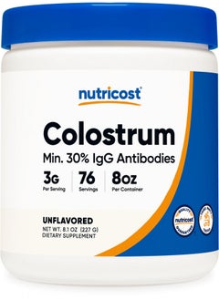 Nutricost Colostrum Powder 8 oz, Lactoferrin and Minimum 30% Immunoglobulins (IgG), from Bovine Colostrum, 3g Per Serving, 76 Servings
